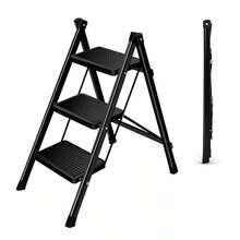 3 Step Ladder Folding Portable Compact Heavy Duty Anti-Slip Mat Stool - Black - View 4