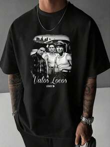 Playera Hombre con Estampado Vatos Locos Expresa tu Estilo con Rebeldía y Comodidad, Algodón Suave Premium, Ideal para Salidas Casuales o Regalo Perfecto para Él - Negro - Ver 1