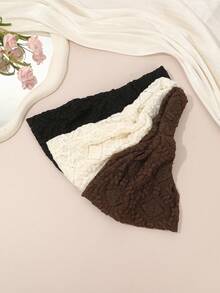 女士 Bandana 1 件缎面弹性头带，弹力运动发带，休闲复古纯色发饰时尚发饰，发带秋冬蝴蝶结适合度假装女士优雅围巾 - 彩色 - 查看 14