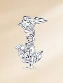 18G L型垂坠鼻环 女士不锈钢鼻环 CZ垂坠鼻环 鼻环 鼻部穿孔 - L型 - 查看 3