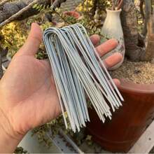Galvanized Steel U-Shaped Ground Pegs With Washers Set, Metal & Plastic Garden Fabric Stakes For Barrier, Tarp, And Tent Securing - No Electricity Needed - Garden U-shaped Ground Stakes - View 6