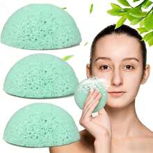 3pcs New Activated Charcoal & Konjac Face Sponge Set, Deep Cleansing & Exfoliating, Suitable For Oily, Dry & Sensitive Skin, Natural Facial Cleansing Tool - Multicolor - View 3