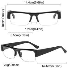 半框黑色平面镜片，复古窄框眼镜，让脸看起来更小 - 黑色 - 查看 6