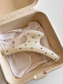 2个/1个 10.9厘米/4.29英寸 白色波点和粉色轻质塑料发夹，时尚百搭优雅简约纯色发爪，适合日常佩戴、休闲、派对、通勤、海滩、发髻、马尾辫、洗脸、化妆、服装配饰（单面字母标签） - 彩色 - 查看 4