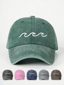 1pc Embroidered Wavy Washed Baseball Cap, Adjustable, Outdoor/Travel/Beach UV Protection Sun Hat, Y2K Style For Youth - Embroidery - View 12