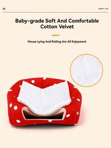 2 piezas Cama de hámster con patrón de fresa, escondite de conejo, nido cálido lavable para mascotas pequeñas con túnel para cobayas, set de accesorios de jaula de escondite para conejos, adecuado para hámsteres, hurones, conejos - Rojo - Ver 7
