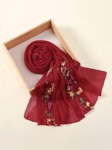 1 Stück Damen Chiffon Kopftuch mit Blumenstickerei, leichter, atmungsaktiver bestickter Chiffon Schal, multifunktionaler Sonnenschutzschal, lässig vielseitig geeignet für den täglichen Gebrauch, Strand, Urlaub - Verschiedenfarbig - Übersicht 12