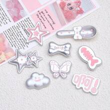 Resin Accessories For DIY Handmade Clog Shoe Charms, Cream Glue Hair Clips, Decorative Materials, Cartoon-Colored Butterflies - Bướm bạc hoạt hình - Xương cá - Xem 4