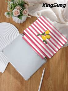 Kingsung Ốp bảo vệ máy tính bảng họa tiết sọc đỏ và chanh, tương thích với iPad 9.7/10.2/10.5/10.9/12.9/Pro 11, thế hệ thứ 10, tương thích với Samsung Galaxy Tab S6 Lite 10.4 inch, tương thích với Kindle Paperwhite thế hệ thứ 12 2024, Kindle thế hệ thứ 11 2022, chống rơi vỡ mềm mại, chân đế thông minh/tự động bật/tắt màn hình. - Nhiều màu - Xem 4