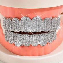 THATBOY Bộ 2 răng giả đính đá Zirconia phong cách Punk, gồm 8 răng trên và 8 răng dưới, phù hợp cho các rapper và cosplay, răng giả cao cấp phong cách Punk, giúp nâng cấp nụ cười của bạn ngay lập tức. - Nhiều màu - Xem 6