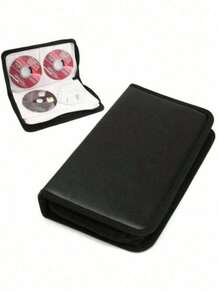 1PC 80pcs Portable Disc Storage Bag,CD/DVD Storage Organizer, Media Carrying Case,Blu Ray Disc Storage Bag Carry Case Holder Bag Leather Wallet Black Storage Ring Binder,CD Storage Car CD Bag Protective Cover Storage Bag,Large Capacity Hard Plastic DVD Case Portable Zipper Compact Disk Case / Holder Storage Disc For Car Home Travel - A - View 2