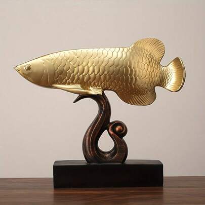 تمثال سمكة التنين الذهبية الفنغ شوي من الراتنج، ديكور منزلي لغرفة المعيشة، خزانة التلفاز، الممر، المكتب الفاخر، هدية افتتاح المتجر، هدية تهنئة بالمنزل الجديد