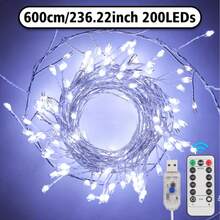 1 Fairy Light LED Firecracker Light 8 Flicker Mode USB Remote Timer Star Cluster String Lights, Christmas Tree Decoration Indoor Ceiling Bedroom Garland Window Wedding (Warm White/Multi-Color/White, Gorgeous Style, Christmas Occasion, Space Theme - USB Firecracker Light - View 3