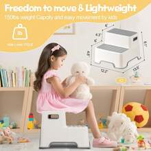 3-Pack Toddler Step Stool For Bathroom Sink, Plastic Lightweight Non-Slip Two Step Stool For Kids, Child & Baby Potty Training Toilet Stepping Stool For Kitchen (Off-White/Gray) - Gray - View 3