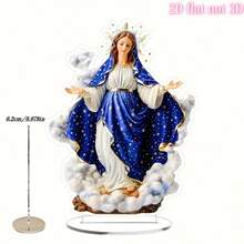 2D Flat Bohemian Style Virgin Mary Statue - Elegant Religious Art Decor For Home And Office, No Electricity Needed, 2D Flat Design Office Decoration | Bohemian Art | Delicate Craftsmanship, Virgin Mary Statue - 1PC - View 12
