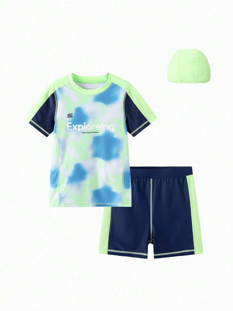 Balabala Set de 2 piezas de camiseta de protección solar y bañador para niños en verano - tinte verde - Ver 1