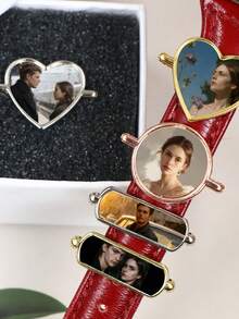 Custom Photo Watch Band Charm, Romantic Elegant Heart Style Strap Accessory For Daily Wear, Wedding & Anniversary Scene, Personalized Picture Watch Charm Gift For Mother'S Day, Customized Keepsake Accessory, Customizable Design For Women, Men, Couples And Special Occasions - Style C - View 4