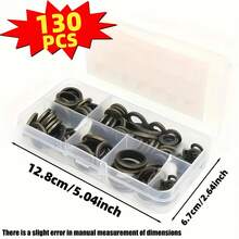 Set 1200 buah O-Ring Karet, 24 Ukuran Berbeda, Desain Penampang Bulat. Gasket Karet Sintetis ini Tahan Panas dan Minyak, Cocok untuk Mesin Cuci Tekanan Tinggi, Pipa, Penyegelan Udara dan Gas. Kit Gasket O-Ring Karet Hitam Berkualitas Tinggi 225 buah, 18 Ukuran, Cocok untuk Sistem Pendingin Udara Otomotif, Cincin Penyegel Universal. - B - View 6