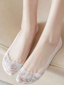 chuanwa（2） 1/5/10 Đôi tất nữ mùa hè mỏng ren kiểu thuyền, thoáng khí, chống trượt bằng silicon, mềm mại, thoải mái, thân thiện với da, thời trang, đa năng. - Nhiều màu - Xem 6