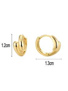 Charm-In Double Curved 18K Gold Plated Huggie Earrings | Dainty Chunky Fashion Earrings For Women | Perfect For Stacking & Daily Wear - Gold - View 3