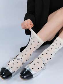 4 paia di calzini corti da donna, stile estivo in pizzo, a pois e farfalle, stile carino Harajuku, adatti per scarpe Lolita - Multicolore - Visualizzare 2