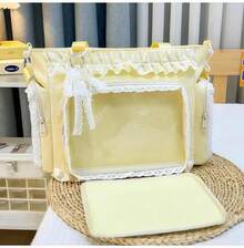 Ita Crossbody Tote Bag, Pin Display With Insert Large Messenger Bag, Cute Tote Bag With Zipper Ruffle, Japanese Aesthetic Y2k - Yellow - View 6