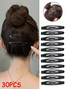 30/10/2 piezas Pinzas de cabello negras tipo BB, pinzas tipo guisante, pinzas tipo gota de agua, pinzas para flequillo, pinzas para el cabello de adultos, pinzas laterales, pinzas para el cabello de dama, convenientes para llevar al aire libre, verano, vacaciones, viajes, festivales, fiestas - Negro - Ver 1