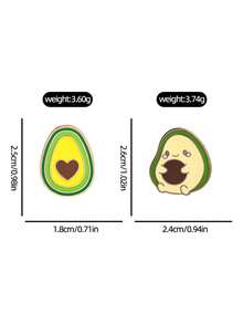 半枚牛油果胸针，渐变层叠心形，创意卡通拟人设计，百搭金属徽章配饰 - 彩色 - 查看 4