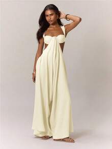 Wt-Casual Style New Model, Lace-Up Strap  Jumpsuit For Girls - 米白色 - 查看 12