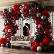 116Pcs Red Black Balloon Arch Garland Kit,With Latex Silver Metallic Balloon Set For Birthday Baby Shower Engagement Movie Night Graduation Anniversary Valentines Day Party Decor. - Multicolor - View 4