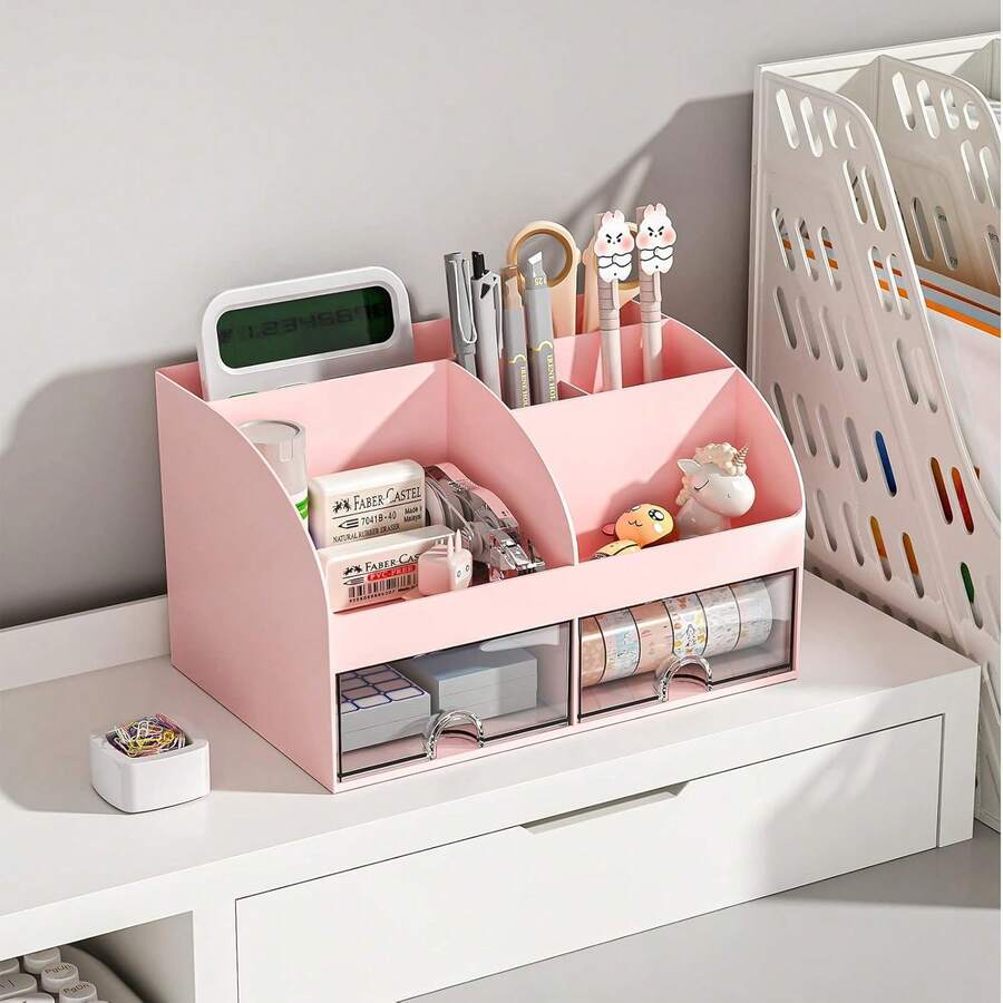 Caja de almacenamiento de maquillaje multifuncional - Gran capacidad con cajones, compartimentos divididos para organizar cosméticos, cuidado de la piel y artículos de baño, adecuada como regalo para el Ramadán, el Día de San Valentín (rosa/blanco/azul), decoración de la sala de maquillaje, bolsa de maquillaje, artículo de viaje esencial - Multicolor - Ver 1