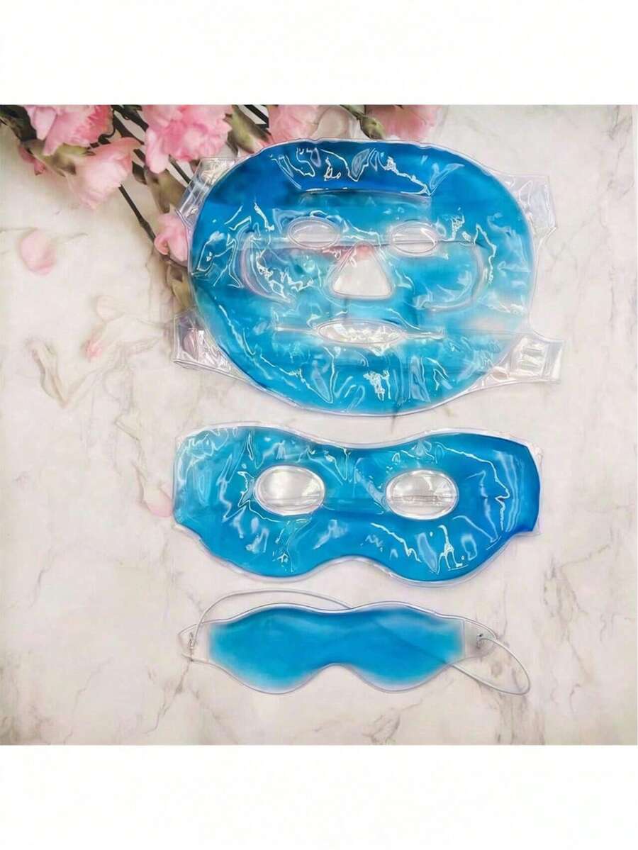 1个凝胶眼罩，冷热疗法眼罩，缓解眼部和面部疲劳，去除黑眼圈，舒缓冰袋眼罩，睡眠眼罩 - 藍色 - 查看 1