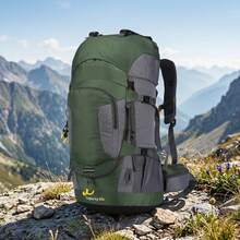 60L Waterproof Hiking Backpack For Men - MultiFunctional Travel Bag With Rain Cover, Adjustable Straps & Multiple Compartments, Perfect For Outdoor Adventures, Camping, And Dad Gifts - Green - View 11
