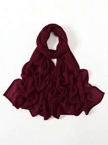 1pc Women's Solid Color Viscose Headscarf, Soft Wide-Edged Headband, Versatile Sunscreen Scarf/Hijab, Suitable For Daily Use For Dress - Light Skin Tone Pink - View 5