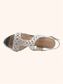Ausgeschnittene High Heels Stilvolle Sandalen Sommer Sandalen für Frauen - Silber - Übersicht 5