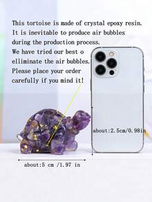 Crystal Shards Resin Turtle Statue, Healing Gemstone, Feng Shui Decor, Home Office Pocket Gift - Multicolor - View 3