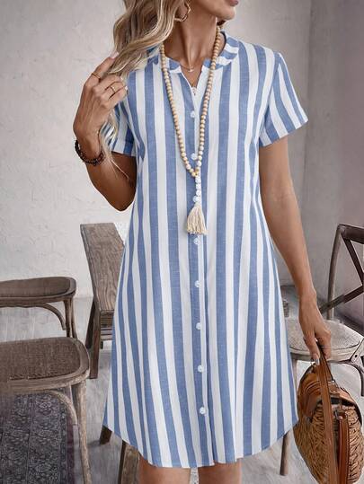 新款女装印花春夏沙滩风衬衫裙