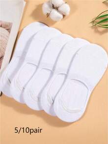 5/10 Đôi tất cổ ngắn màu trắng dành cho nữ, tất ngắn thời trang bằng chất liệu cotton nguyên chất thoáng khí, che phủ nửa chân. - trắng - Xem 5