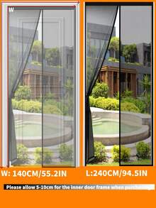 Màn chống muỗi từ tính mới năm 2026, chiều rộng 100/120/140cm, chiều dài 240cm - Chất liệu lưới mịn, màn chống muỗi dạng lều có nam châm toàn bộ, có thể đóng riêng lẻ cho ban công, dễ dàng lắp đặt (Đen/Trắng) Màn cửa chống muỗi mùa hè - màu đen - Xem 14