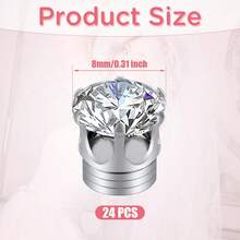 2个/24个水晶面纱坠，优雅面纱坠，磁性水钻，闪亮水钻头巾磁铁，适合女性、女孩、新娘、教堂婚礼 - 銀色 - 查看 6