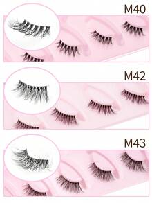 5 Pairs Natural Cat Eye False Eyelashes With Eyelash Brush, 3D Fluffy Handmade Mink Eyelashes, Suitable For Any Occasion Makeup - Black - View 6