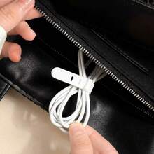 5/10个装硅胶扎带，防丢/耳机/充电器线缆整理器，适用于Lightning/Type-C/电子阅读器，桌面线缆管理 - 白色 - 查看 4