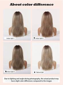 Tóc giả ombre nâu dài trung bình 16 inch có mái, được làm từ sợi tổng hợp chịu nhiệt, dễ đội và dễ bảo quản, phù hợp cho phụ nữ sử dụng hàng ngày, đi nghỉ lễ, dự tiệc và hóa trang. - Màu nâu ombre - Xem 10