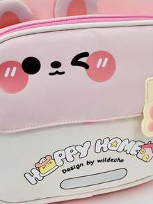 Cute Bear Pattern Student Backpack, Elementary School Backpack, Wear-Resistant Schoolbag - Pink - View 7