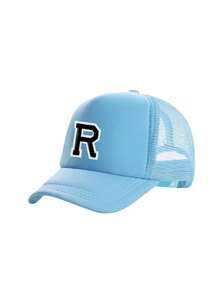 Mũ lưỡi trai in 26 chữ cái, kiểu dáng thời trang và đa năng, chất liệu lưới thoáng khí, thích hợp làm quà tặng hàng ngày. - Màu xanh da trời - Xem 9