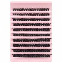 200片D型卷翘DIY簇状假睫毛，80D簇状假睫毛，0.07mm D型卷翘度，8-16mm混合自然睫毛延长，超浓密纤长簇状假睫毛，卷翘单根睫毛，纤长纤长睫毛，卡通效果纤长睫毛，适合新手在家使用，200片超浓密假睫毛，200片大容量 - D - 查看 10
