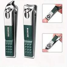 6pcs Green Manicure & Pedicure Set, Includes Stainless Steel Tools With Non-Slip Handles, Durable Green Exterior, Portable PU Leather Case, Suitable For Daily Care, Travel And Gifting, Unisex - Multicolor - View 3