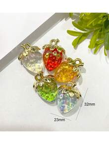 10pcs Transparent Strawberry Charms & Pendants - Clear Resin Fruit Beads For DIY Jewelry Making, Cute Summer Accessories For Bracelets, Necklaces & Earrings - Strawberry Pendant - View 2