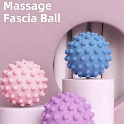 1 pieza Bola de fascia texturizada de TPR, bola de yoga sólida para relajación muscular de 3 colores para masaje de hombros y cuello