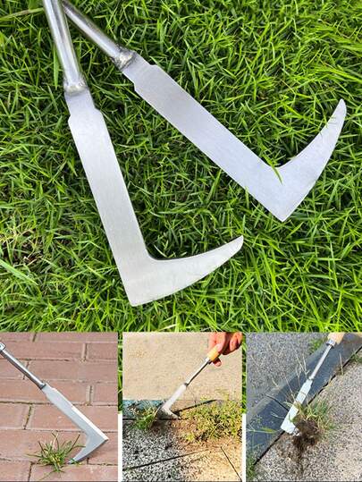 1pc Crack Weeder, Provides Multiple Styles, Stainless Steel Crack Weeding Tool With Wooden Handle, L-Shaped Path Scraper, Suitable For Garden, Lawn, Yard, Patio, Sidewalk, Moss, Small Gardening Tool